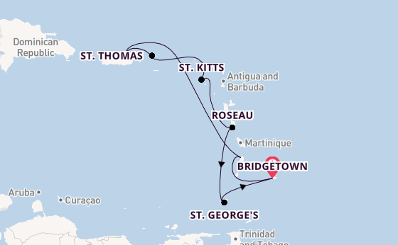 Zuidelijke Caraïben vanaf Bridgetown, Barbados met de Emerald Princess