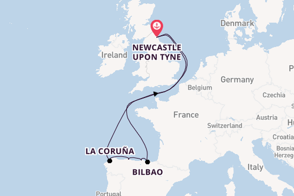 England from Newcastle upon Tyne, England with the Bolette