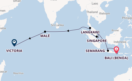 Zuidoost-Azië vanaf Bali (Benoa), Indonesië met de Amadea