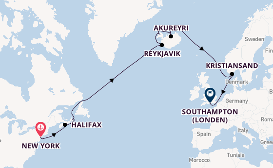 trans-Atlantisch vanaf New York, Verenigde Staten met de Queen Mary 2