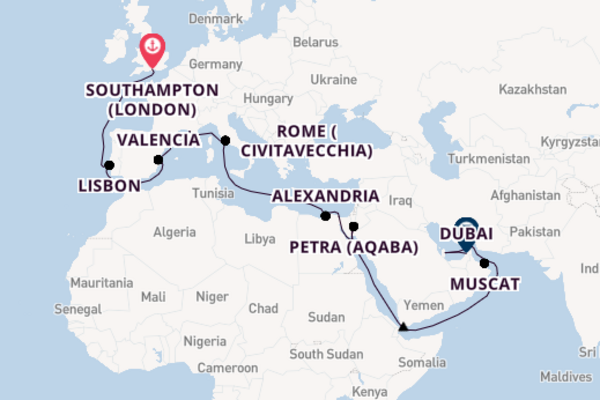 Expedition with MSC Cruises from Southampton (London) to Dubai