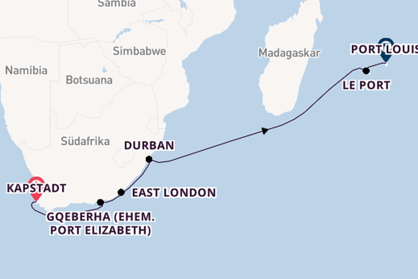 Südafrika ab Kapstadt, Südafrika auf AIDAstella