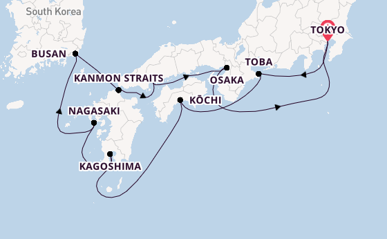 Japan from Tokyo, Japan with the Diamond Princess