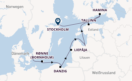 Ostsee ab Kopenhagen, Dänemark auf der Seven Seas Mariner