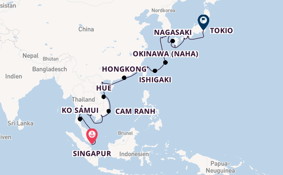 Ostasien ab Singapur, Singapur auf der Nautica
