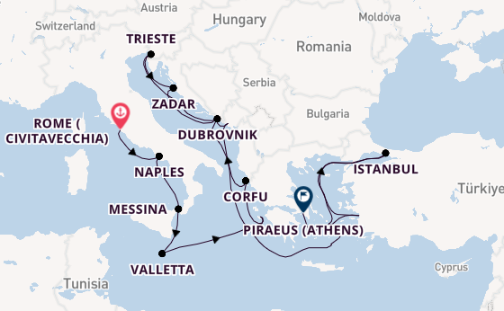 Mediterranean from Rome (Civitavecchia), Italy with the Nieuw Amsterdam
