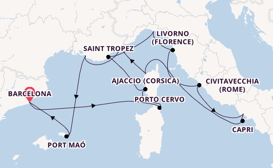 Westelijke Middellandse Zee vanaf Barcelona, Spanje met de EXPLORA I