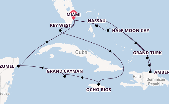 Caribbean vanaf Miami, Verenigde Staten met de Zuiderdam