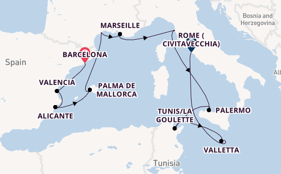 Western Mediterranean from Barcelona, Spain with the Seven Seas Navigator
