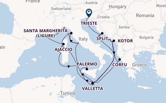 Mediterranean Sea from Rome (Civitavecchia), Italy with the Enchanted Princess