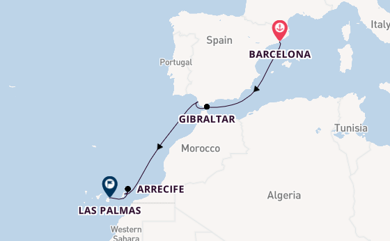 Canarische Eilanden vanaf Barcelona, Spanje met AIDAblu