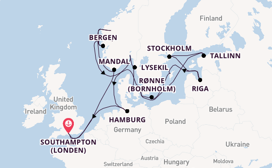 Noorwegen vanaf Southampton (Londen), Engeland met de EXPLORA III