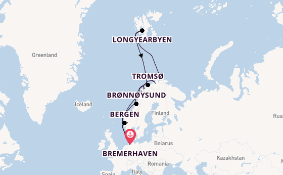 Noorwegen vanaf Bremerhaven, Duitsland met de Amadea