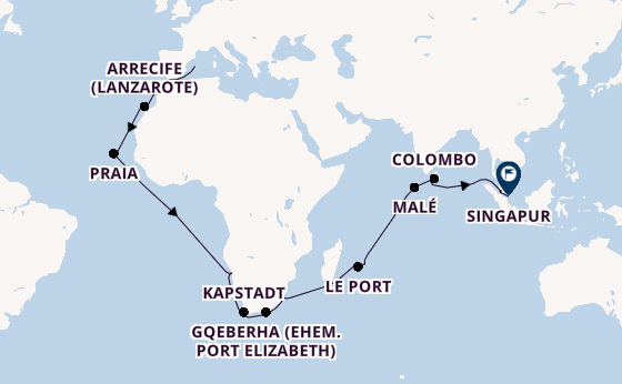 Südliches Afrika ab Palma de Mallorca, Spanien auf der Mein Schiff 6