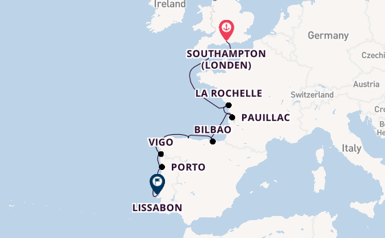 Portugal vanaf Southampton (Londen), Engeland met de Sonata (Oceania)