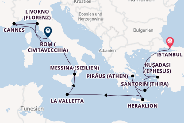 Mittelmeer ab Istanbul, Türkei auf der Norwegian Sky