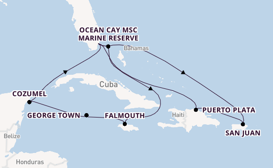 Caribbean vanaf Miami, Verenigde Staten met de MSC Seaside
