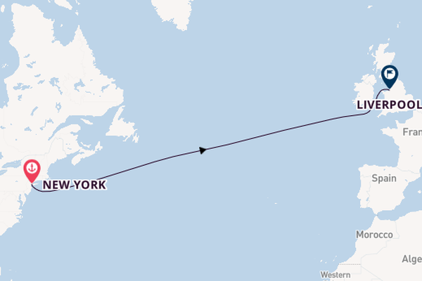 trans-Atlantisch vanaf New York, Verenigde Staten met de Queen Mary 2