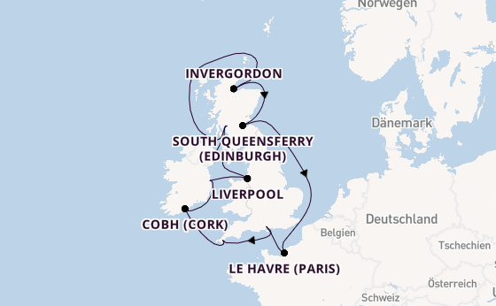 Britische Inseln ab Southampton, Großbritannien auf der Majestic Princess
