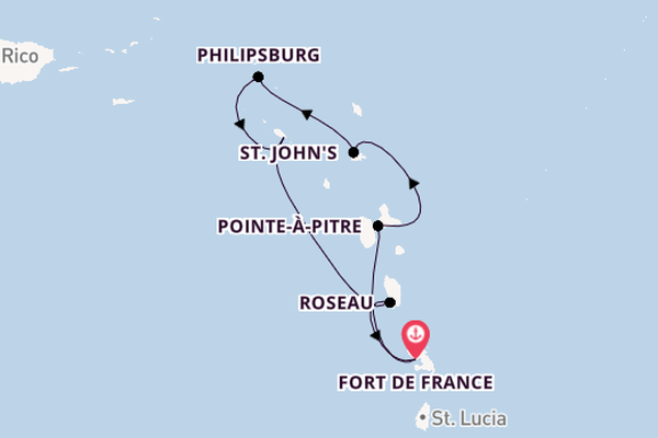Südliche Karibik ab Fort de France, Martinique auf der MSC World Europa