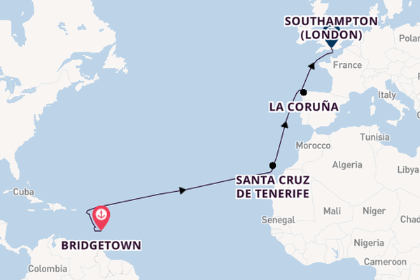 Caribbean from Bridgetown, Barbados with the Arvia