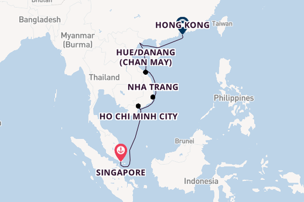 South East Asia from Singapore, Singapore with the Silver Muse