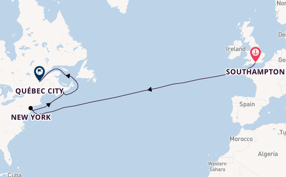 Transatlantic from Southampton, England with the Queen Mary 2