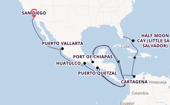 Central America from San Diego, California, USA with the Nieuw Amsterdam
