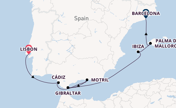 Western Mediterranean from Lisbon, Portugal with the Norwegian Dawn