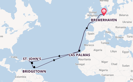 Caribbean vanaf Bremerhaven, Duitsland met de Mein Schiff 3