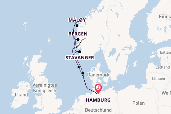 Norwegen ab Hamburg, Deutschland auf AIDAprima