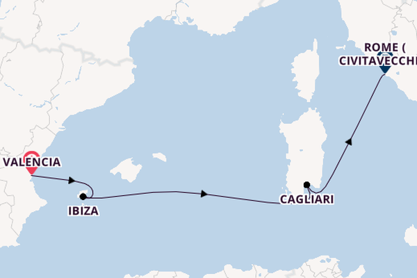 Western Mediterranean from Valencia, Spain with the MSC Musica