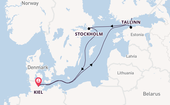 Oostzee vanaf Kiel, Duitsland met de Mein Schiff 6