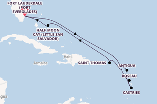 Caribbean from Fort Lauderdale (Port Everglades), Florida with the Koningsdam