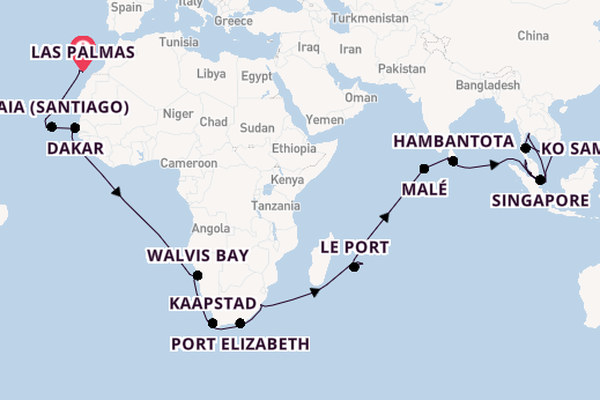 Zuidoost-Azië vanaf Las Palmas, Gran Canaria, Spanje met de Mein Schiff 6