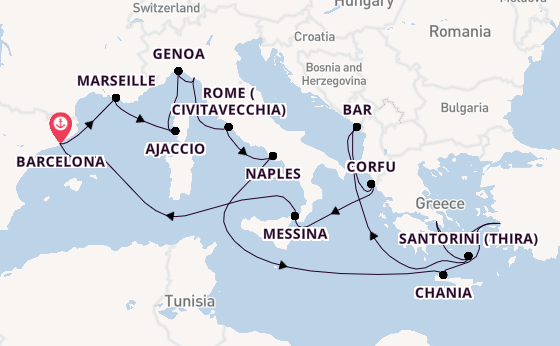 Mediterranean from Barcelona, Spain with the Sun Princess