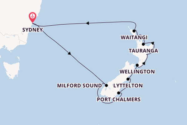Van Sydney naar Nieuw-Zeeland: natuurwonderen & elegant cruisen