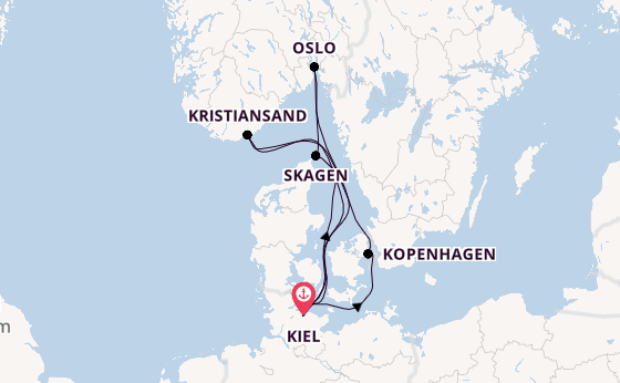 Noorwegen vanaf Kiel, Duitsland met AIDAbella
