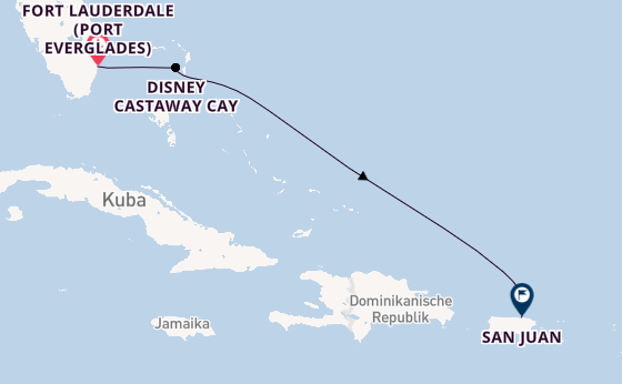 Karibik ab Fort Lauderdale (Port Everglades), USA auf der Disney Dream