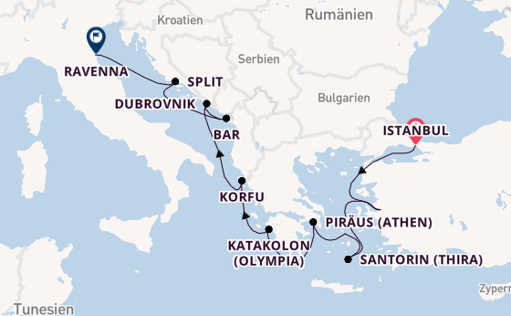 Östliches Mittelmeer ab Istanbul, Türkei auf der Norwegian Viva