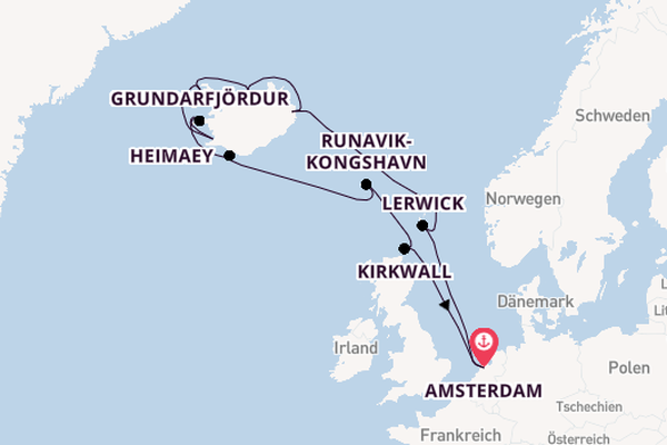 Arktis ab Amsterdam, Niederlande auf der Zuiderdam