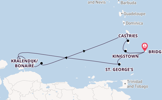 Southern Caribbean from Bridgetown, Barbados with the Seven Seas Grandeur