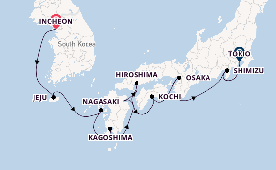 Japan vanaf Incheon, Zuid-Korea met de Seven Seas Splendor