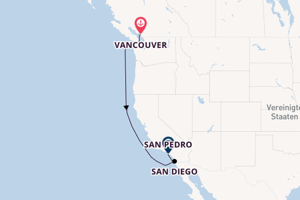 USA Westküste ab Vancouver, Kanada auf der Coral Princess