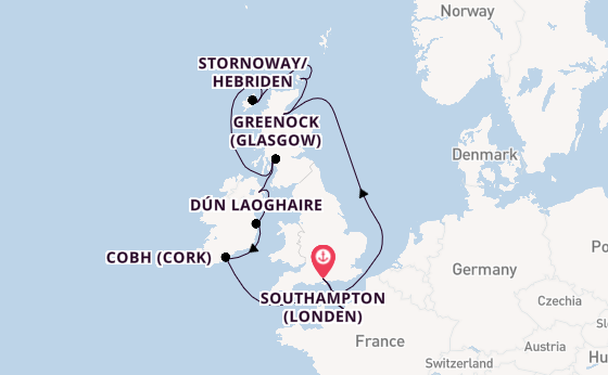 Britse Eilanden vanaf Southampton (Londen), Engeland met de Majestic Princess