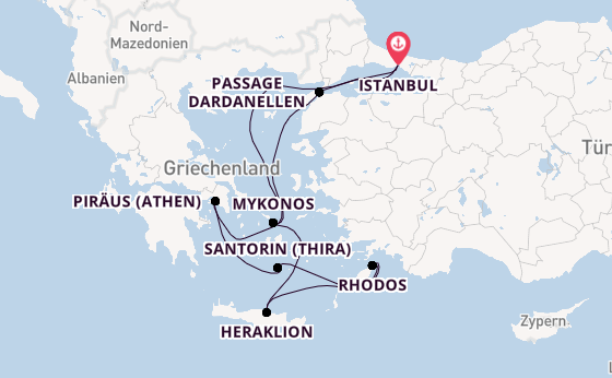 Östliches Mittelmeer ab Istanbul, Türkei auf der Costa Pacifica