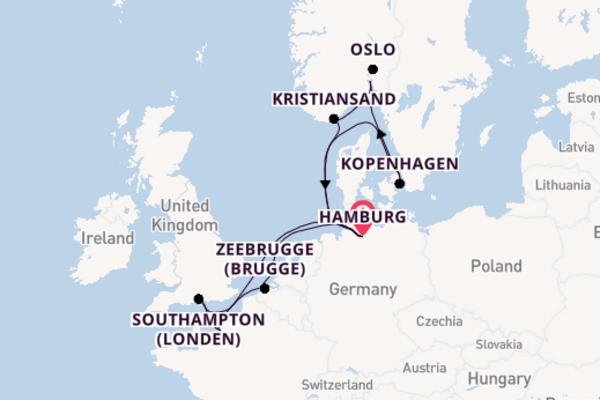 Noorwegen vanaf Hamburg, Duitsland met AIDAnova