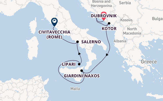 Middellandse Zee vanaf Dubrovnik, Kroatië met de Seabourn Ovation