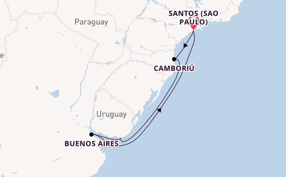 Südamerika ab Santos (Sao Paulo), Brasilien auf der MSC Seaview