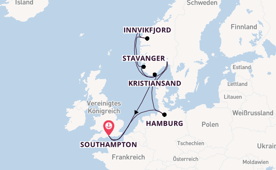 Norwegen ab Southampton, Großbritannien auf der Queen Victoria